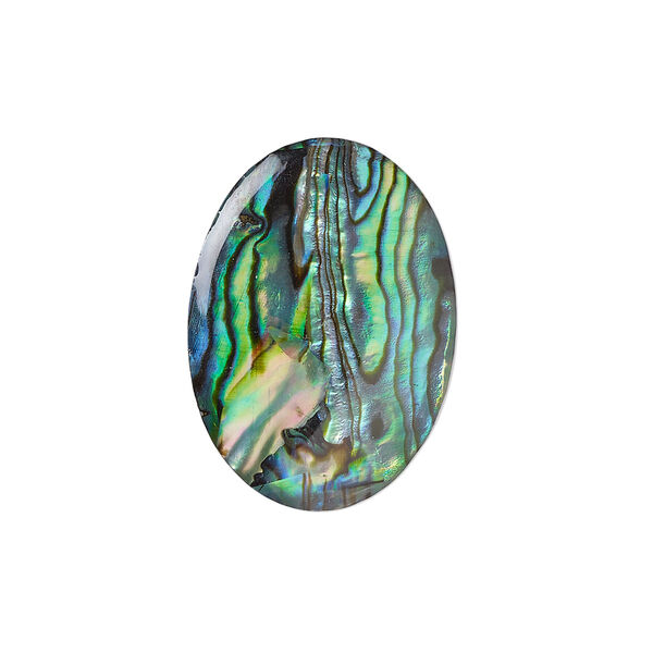 Cabochon, paua shell (coated), 25x18mm calibrated oval, Mohs hardness 3-1/2. Sold individually. image number 0