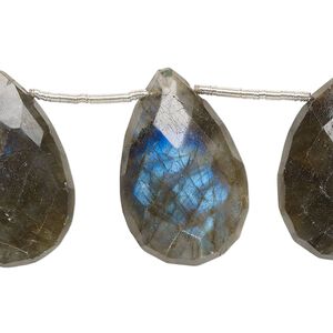 Labradorite 1pkg8, hand-cut top-drilled faceted puffed teardrop bead natural 23x14mm-29x19mm