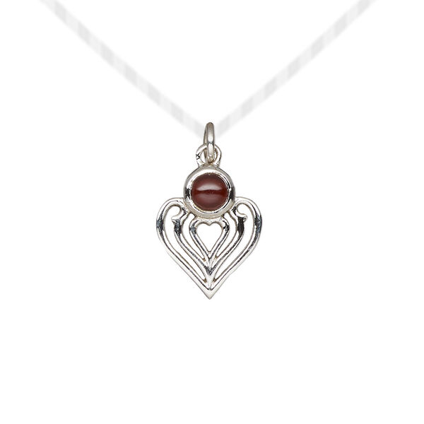 Garnet / sterling silver 1pkg1, antiqued heart drop natural 14x11mm image number 0