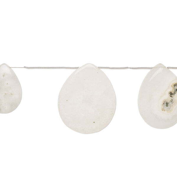 Solar quartz 1pkg3, hand-cut top-drilled puffed teardrop bead natural 31x22mm-60x40mm image number 0