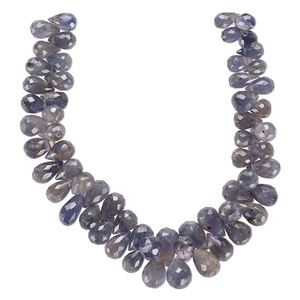 Iolite 1pkg1, hand-cut top-drilled faceted teardrop bead natural 8 inch graduated 9x6mm-12x9mm
