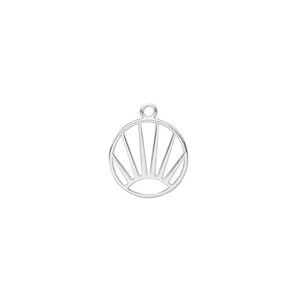 Charm Amoracast® 1pkg1 sterling silver, 12mm double-sided cutout sunrise round