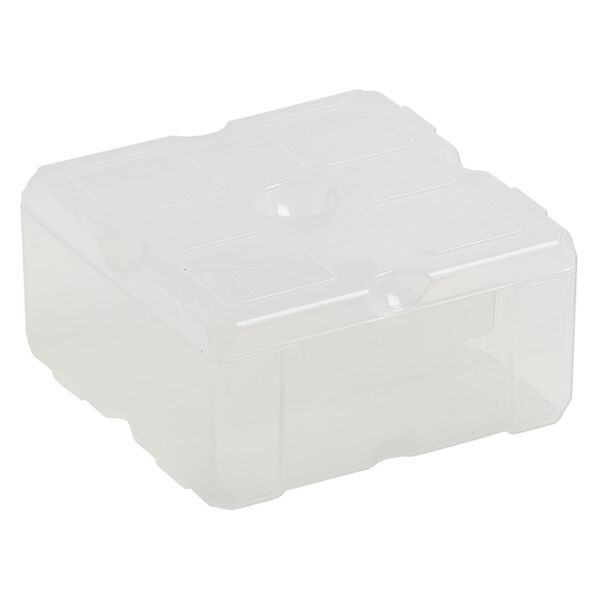 Organizer, Dot Box™, plastic, clear, 2-1/2 x 2-1/2 x 1-1/4 inch rectangle with pop-up lid. Sold individually. image number 2