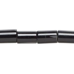 Black agate 1pkg1, round tube bead 15 inch 11x7mm-12x8mm