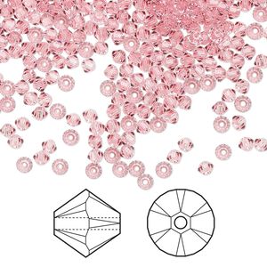 Bead 144pk light rose, Crystal Passions® 2.5mm bicone 5328