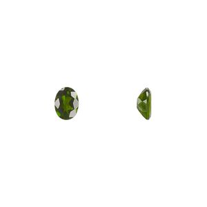 Chrome diopside 1pkg1, hand-cut faceted oval gem natural 7x5mm