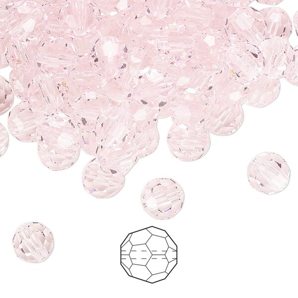 Bead 24pk pink sapphire, Preciosa Czech crystal 6mm round image number 0