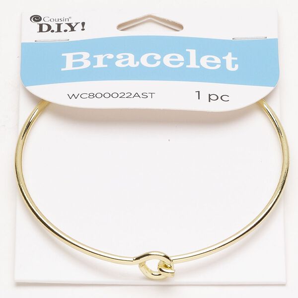 Bracelet 1pkg1 steel 8 inches hook clasp, gold finish image number 0