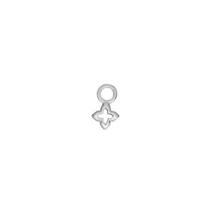 Charm, sterling silver, 5mm single-sided open flower with 4mm closed round loop. Sold per pkg of 2.