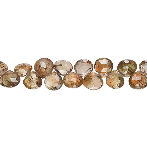 Andalusite 1pkg1, hand-cut top-drilled faceted puffed teardrop bead natural B+ grade, 7 inch 5-8mm image number 0