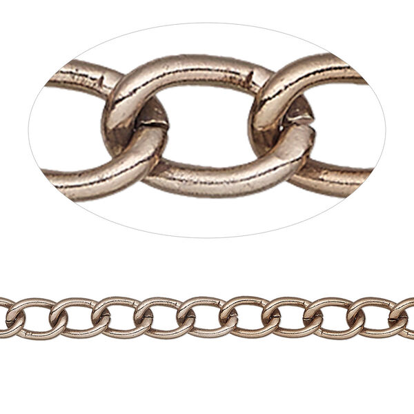Chain, anodized aluminum, bronze, 5mm curb. Sold per pkg of 5 feet. image number 0