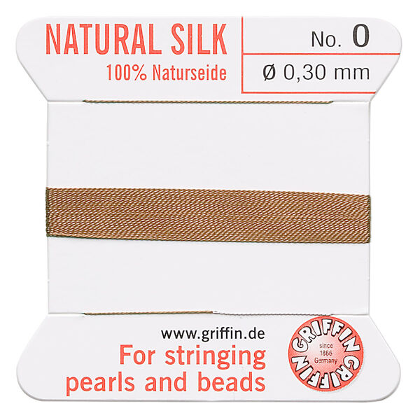 Thread, Griffin, silk, cornelian, size #0. Sold per 2-meter card (approximately 78 inches). image number 0