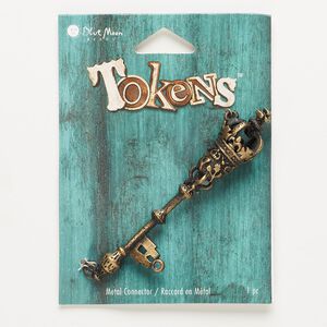 Focal, antique brass-finished "pewter" (zinc-based alloy), 3-1/8 inch scepter key. Sold individually.