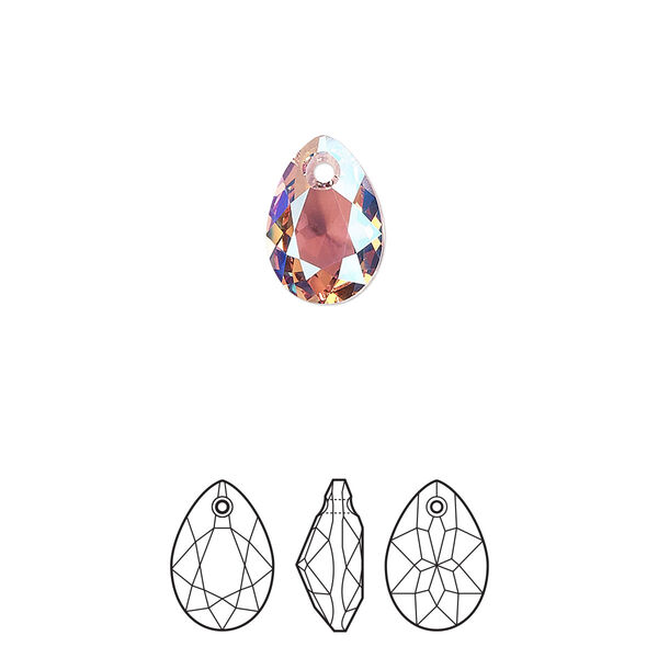 Drop 4pk light rose shimmer, Crystal Passions® 11.5x8mm pendant pear cut 6433 image number 0