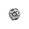 Bead, lampworked glass, opaque matte black and white with leaf and swirl design, 18mm round. Sold individually. image number 1