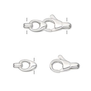 Clasp lobster claw 1pkg1 sterling silver, 23x8mm, 1-strand