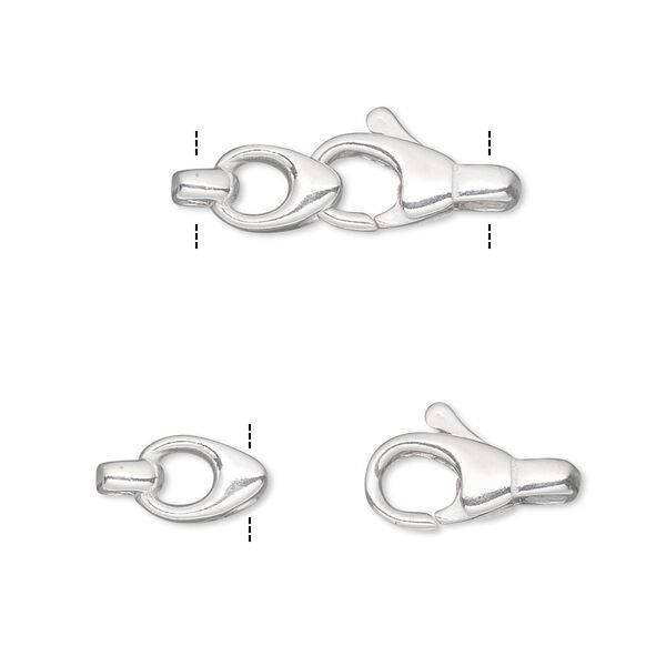 Clasp, lobster claw, sterling silver, 11x6mm with 9x6mm eye, 23x8mm overall. Sold individually. image number 0