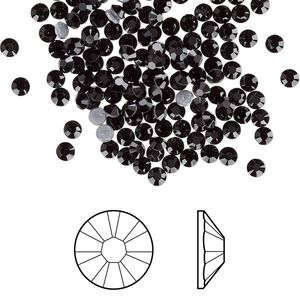 Flat back 1440pk jet foil back, Swarovski® hotfix 2.7-2.9mm rose round SS10 2038HF