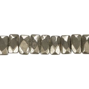 Pyrite 1pkg1, faceted rectangle bead 8 inch 9x5mm-10x6mm