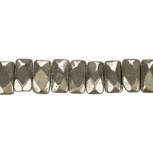 Pyrite 1pkg1, faceted rectangle bead 8 inch 9x5mm-10x6mm image number 0