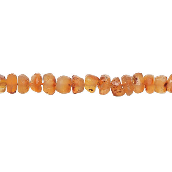Carnelian 1pkg1, hand-cut tumbled faceted rondelle bead, 13 inch 4x2mm-6x4mm image number 0