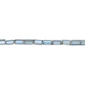 Bead, glass, crystal blue shade, 5x2.5mm faceted tube. Sold per 15-1/2 to 16-inch strand.