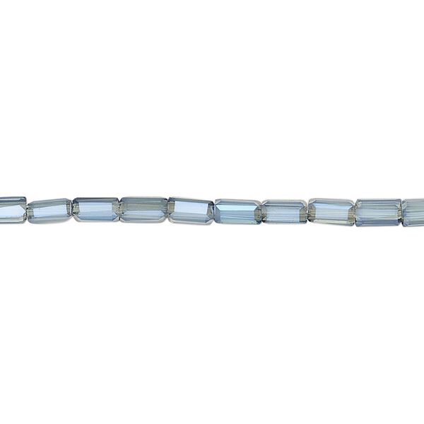Bead, glass, crystal blue shade, 5x2.5mm faceted tube. Sold per 15-1/2 to 16-inch strand. image number 0