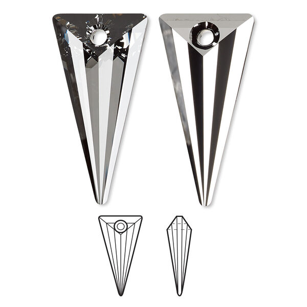 Focal 1pk crystal silver night, Crystal Passions® 39x20mm pendant spike 6480 image number 0