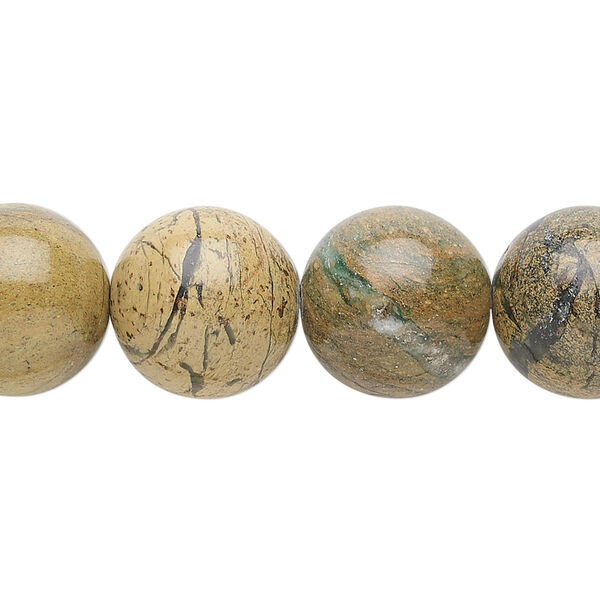Bead, verdite (natural), 14mm round, B grade, Mohs hardness 3-1/2 to 4. Sold per 15" to 16" strand. image number 0