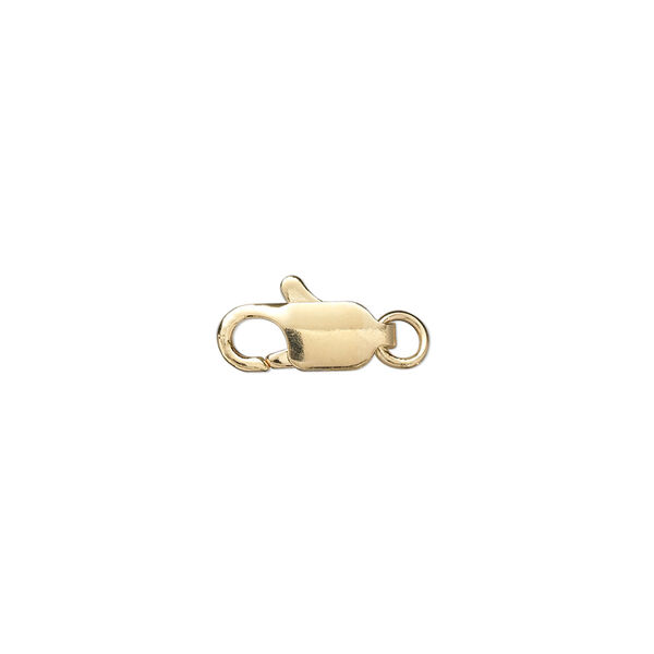 Clasp, lobster claw, gold-plated brass, 12x5mm with jump ring. Sold per pkg of 10. image number 0
