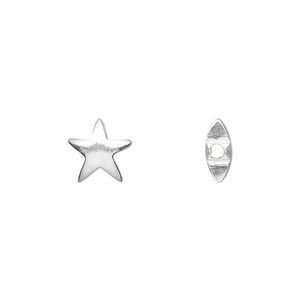 Bead, sterling silver, 9x9mm puffed star. Sold per pkg of 2.