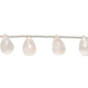 Rose quartz 1pkg16, hand-cut top-drilled micro-faceted briolette bead natural graduated 7x6mm-13x8mm