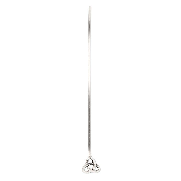 Head pin, antiqued sterling silver, 2 inches with 6mm Celtic triangle knot, 20 gauge. Sold per pkg of 2. image number 0