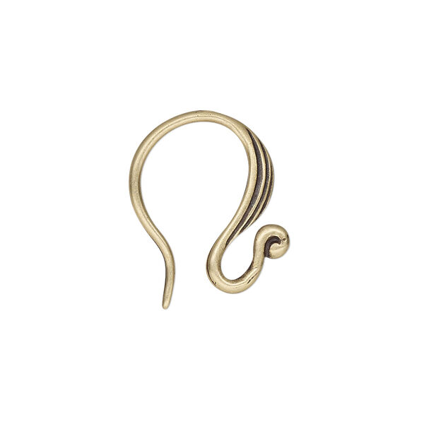 Ear wire, JBB Findings, antiqued brass, 18mm French hook, 16 gauge. Sold per pair. image number 0