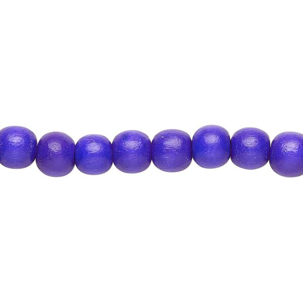 Bead 1pkg1, Taiwanese cheesewood (dyed / waxed), cobalt blue, 5-6mm round, 15-1/2 to 16 inches. image number 0