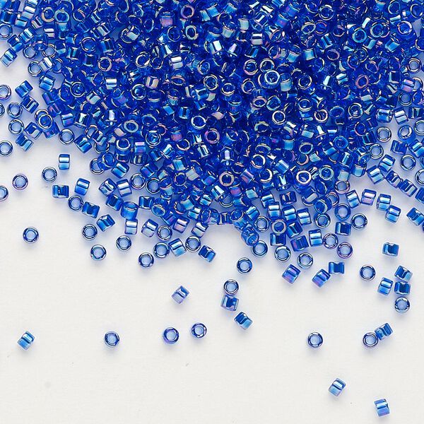 Seed bead, Delica®, glass, pkg/50g, #11 round, translucent rainbow cobalt (DB-0178). image number 0