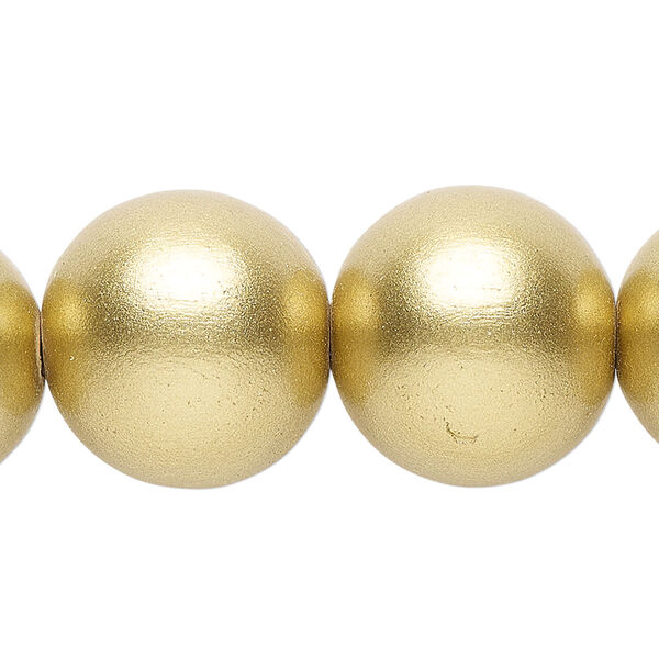 Taiwanese cheesewood 1pkg1, hand-cut painted round bead 15.5-16 inch metallic yellow gold 20mm image number 0