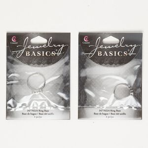 Ring component 1pkg2 silver-finished brass, 6.5mm wide with (10) loops, adjustable.