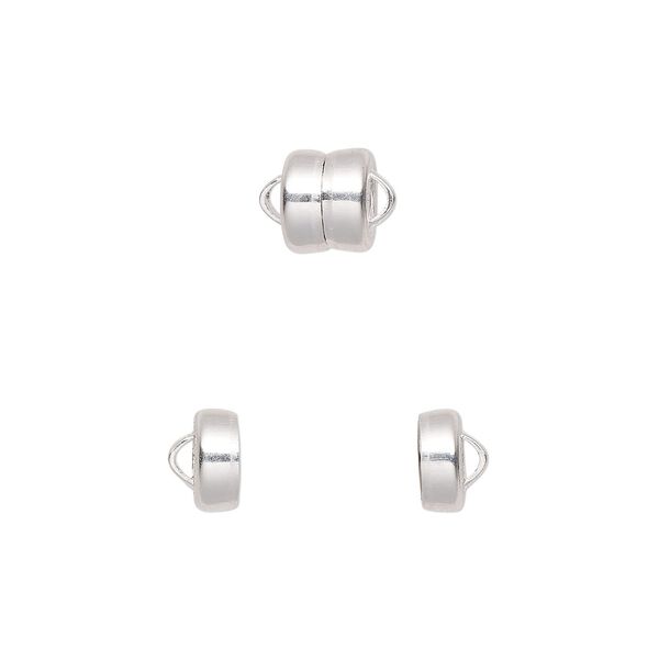 Clasp, Mag-Lok®, magnetic, silver-plated brass, 5.9x4.8mm barrel. Sold per pkg of 12. image number 0