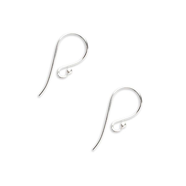 Ear wire, sterling silver, 11mm fishhook with 1.5mm ball and open loop, 21 gauge. Sold per pkg of 10 pairs. image number 0