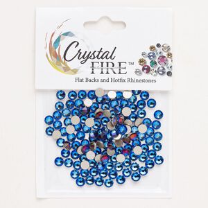 Flat back 144pk meridian blue foil back, Crystal Fire® 3.80-4.00mm round SS16