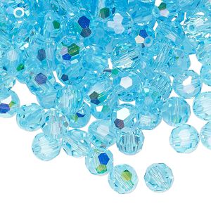 Bead 24pk aqua bohemica AB, Preciosa Czech crystal 6mm round