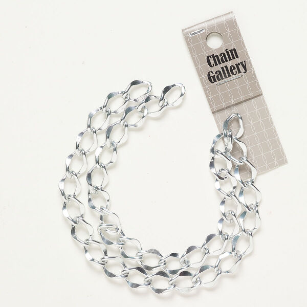 Chain aluminum 1pk 10.5mm flat curb, silver finish 17 inch image number 0