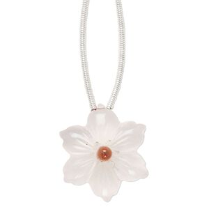 Quartz / rose quartz 1pkg1, hand-cut top-drilled double-sided carved flower bead natural 20mm