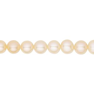 Pearl, White Lotus™, cultured freshwater, peach, 6-6.5mm semi-round, B grade, Mohs hardness 2-1/2 to 4. Sold per 15-1/2" to 16" strand.