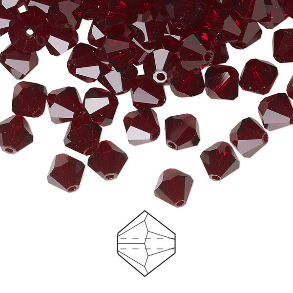 Bead 288pk garnet, Preciosa Czech crystal 6mm bicone image number 0