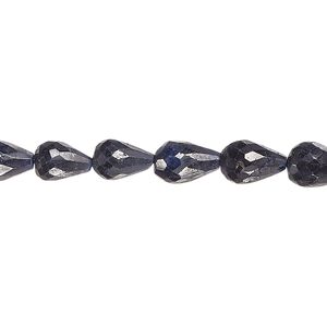 Blue sapphire 1pkg1, hand-cut faceted teardrop bead 15.5-16 inch 7x5mm-9x7mm