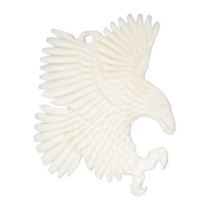 Bone 1pkg1, carved eagle focal white 37x30mm