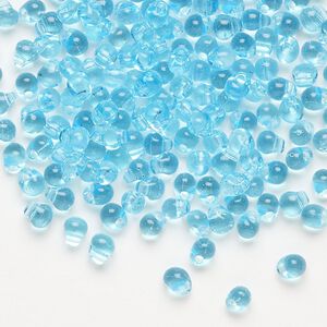 Seed bead, Miyuki, glass, pkg/250g, 4x3.4mm fringe, transparent light blue (DP-148).
