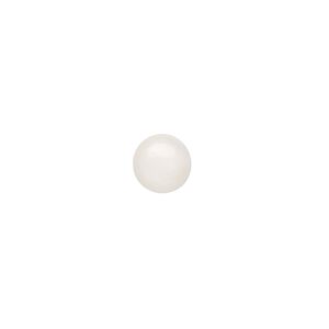 Cabochon, bamboo coral (bleached), white, 8mm calibrated round, Mohs hardness 3-1/2 to 4. Sold per pkg of 2.